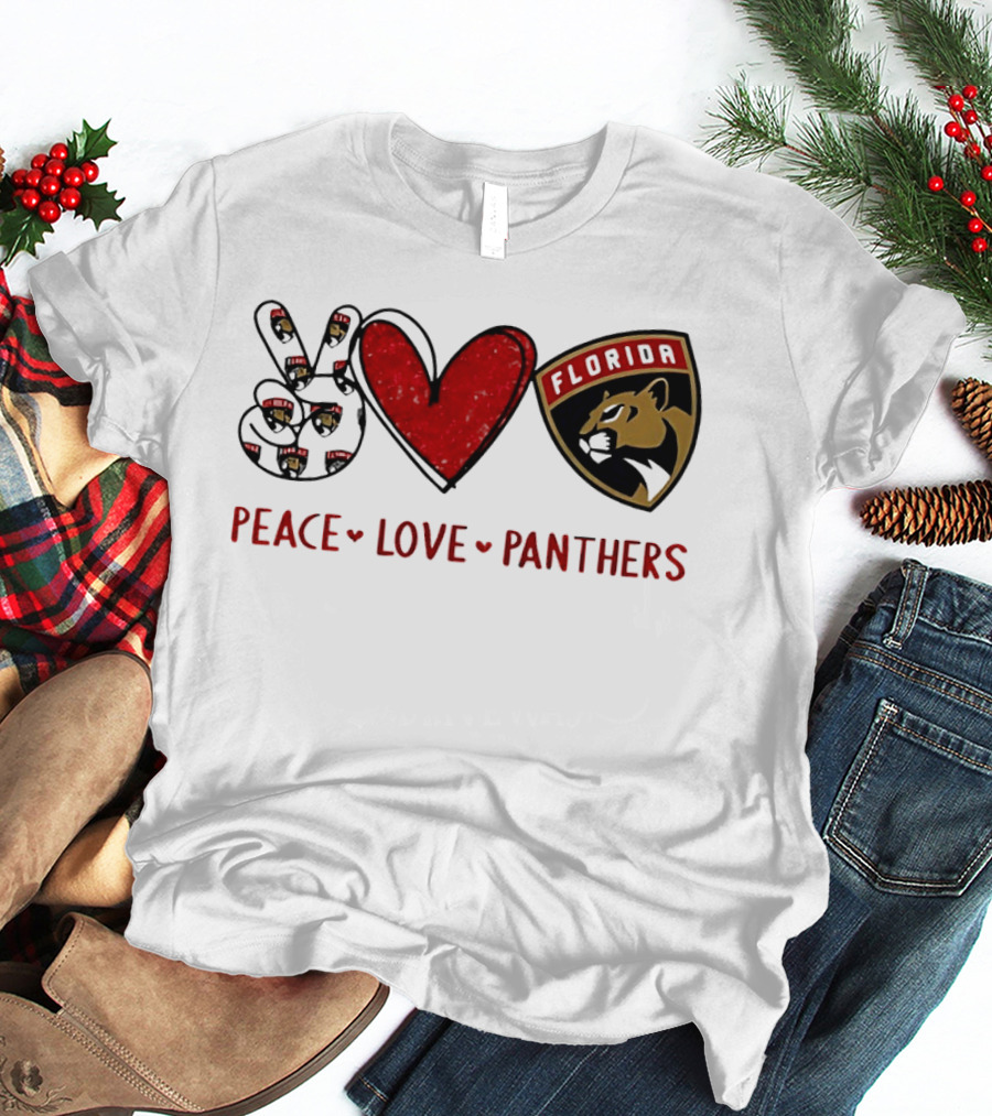 Peace Heart Florida Panthers NHL Fan Gear T-Shirt