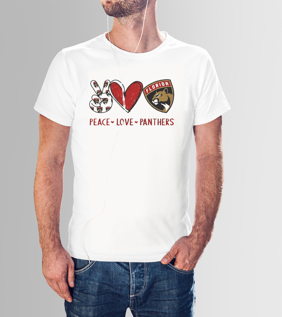 Peace Heart Florida Panthers NHL Fan Gear T-Shirt