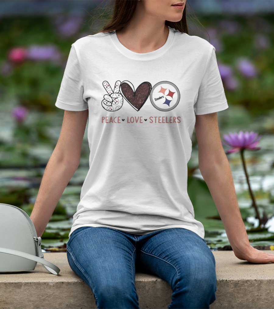 Peace Love Steelers NFL Team Symbol Fan T-Shirt
