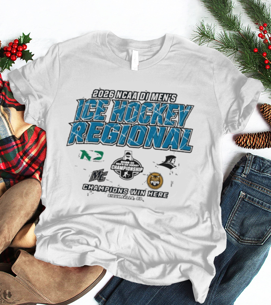 2026 NCAA DI Men's Ice Hockey Regional Championship Sioux Falls Champions Win Here T-Shirt