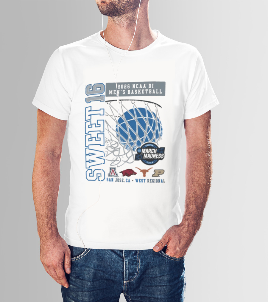 Sweet 16 March Madness 2026 NCAA DI Men's Basketball Tournament San Jose CA West Regional T-Shirt