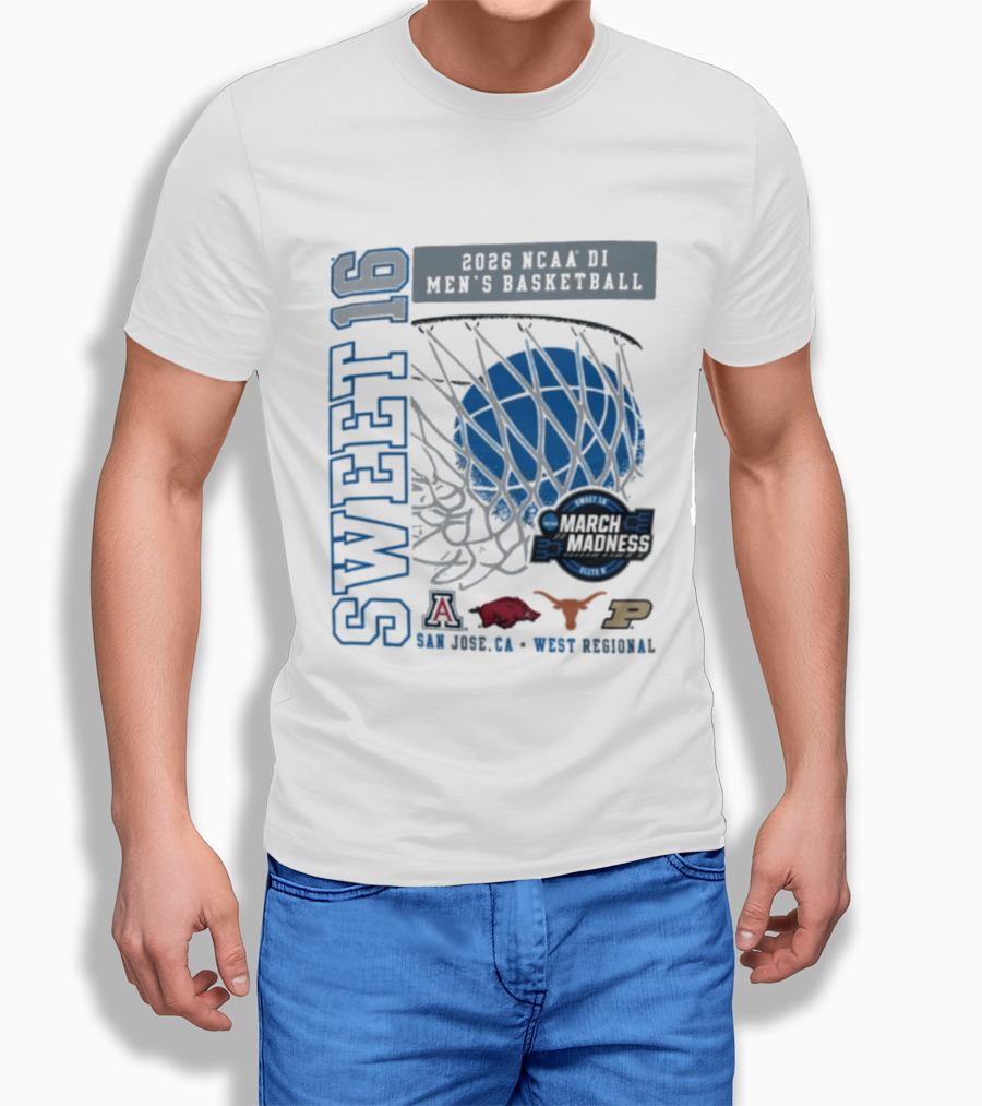 Sweet 16 March Madness 2026 NCAA DI Men's Basketball Tournament San Jose CA West Regional T-Shirt