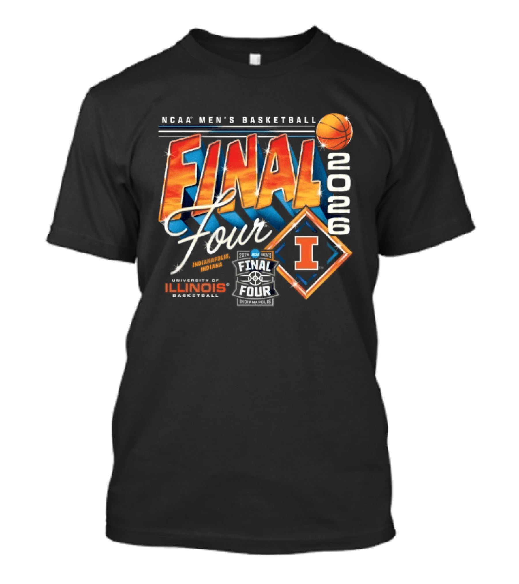 NCAA Men's Basketball Final Four 2026 Illinois Championship Hoops T-Shirt