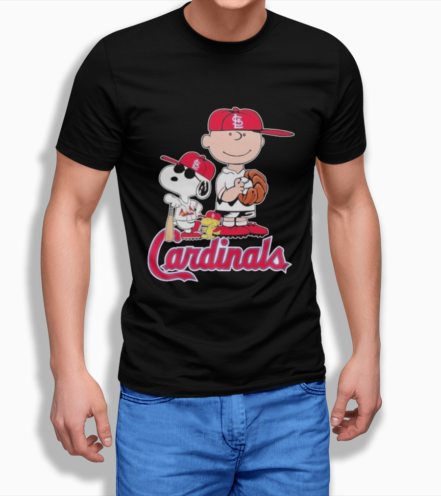St. Louis Cardinals Peanuts Snoopy Charlie Brown Woodstock Baseball T-Shirt