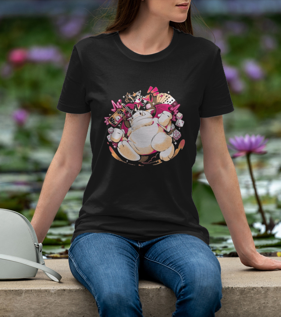 Fortune Favors The Cait Pop Culture Magical Creature With Cards Dice And Mystical T-Shirt