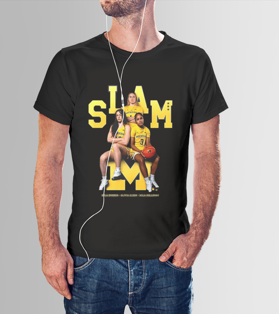 Mila Holloway Olivia Olson Syla Swords SLAM Michigan Wolverines Basketball T-Shirt