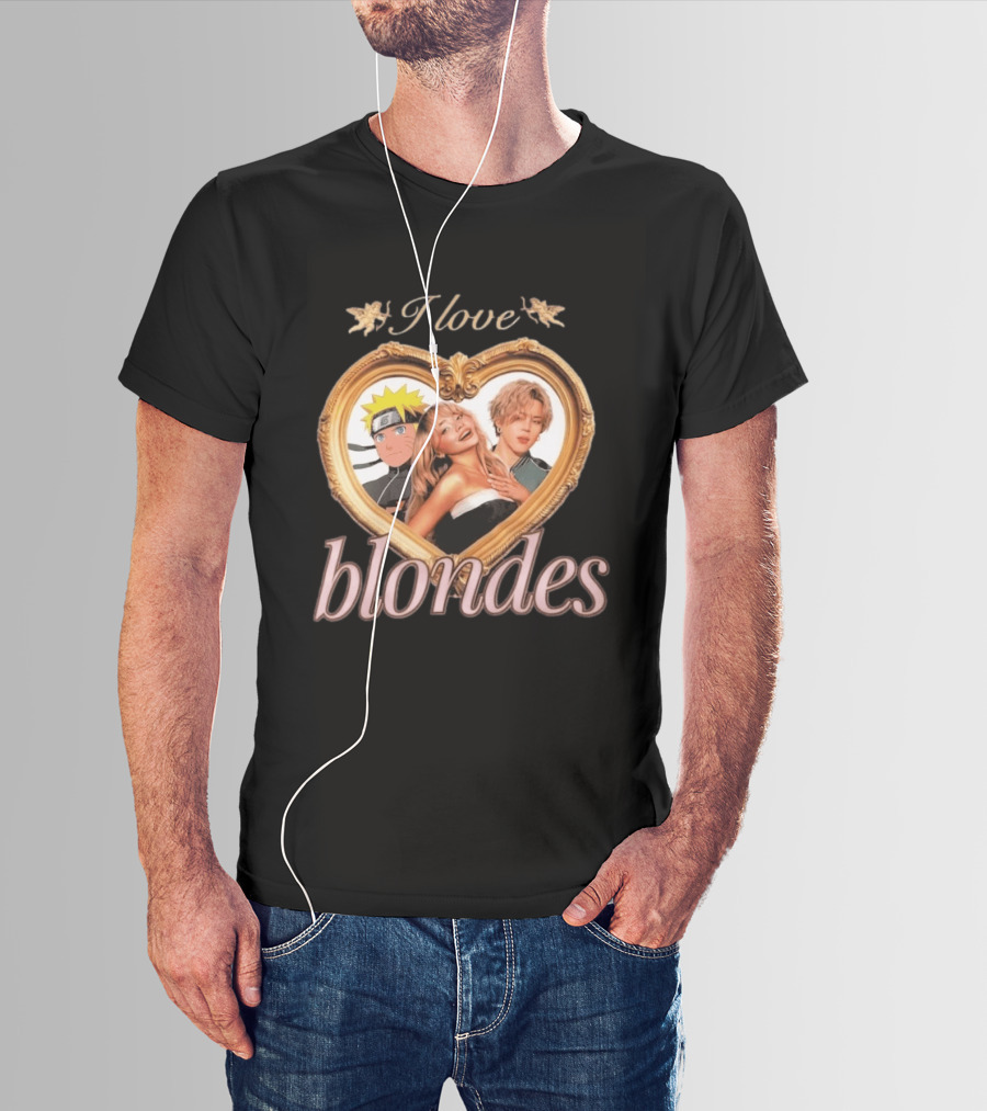 I Love Blondes Naruto Sabrina Carpenter Heart Frame T-Shirt