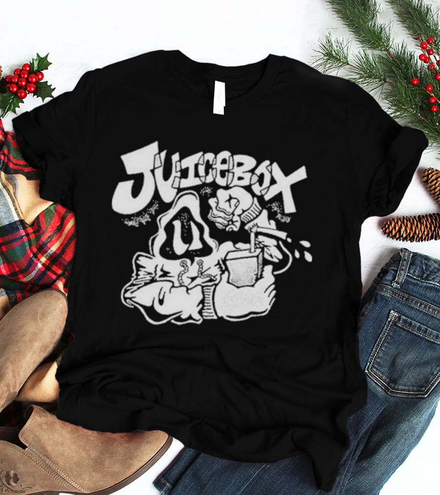 Juicebox Juice Crew Retro Cartoon Character With Drink And Fruit T-Shirt