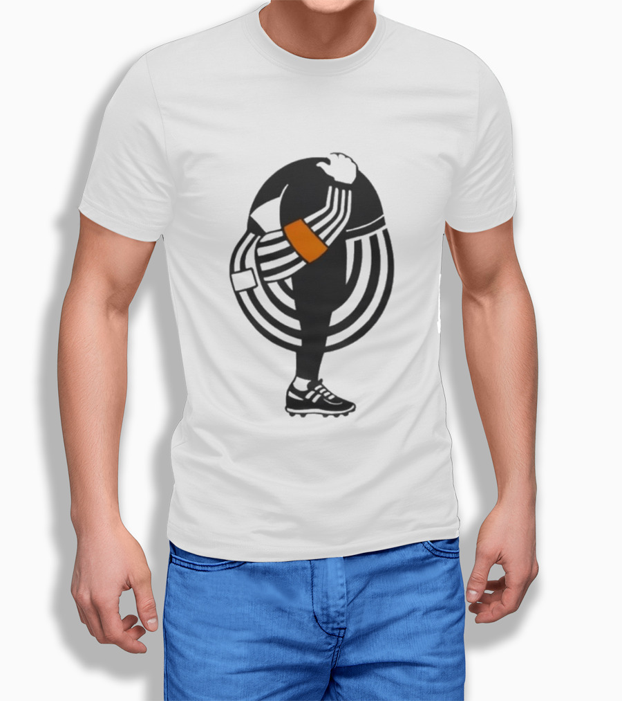 Kyle Dubas Referee Black And White Stripes With Orange Armband T-Shirt