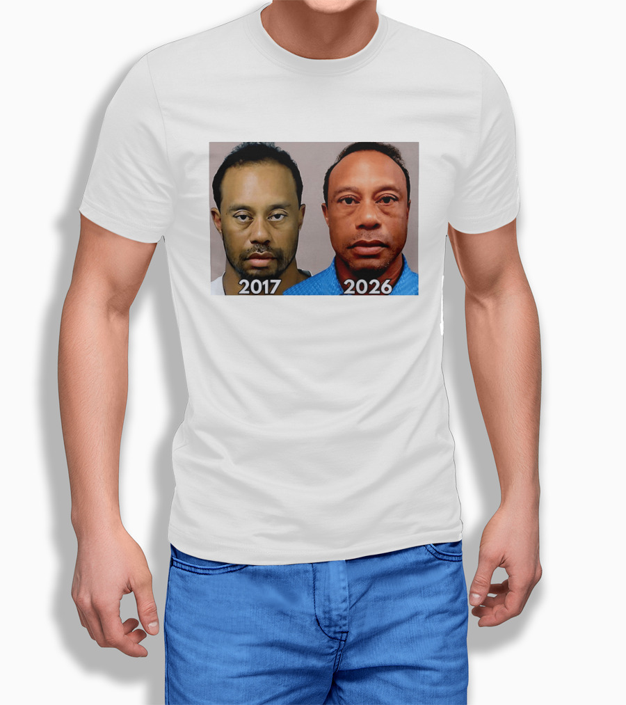 Tiger Woods Shot 2017 And 2026 Comparison T-Shirt