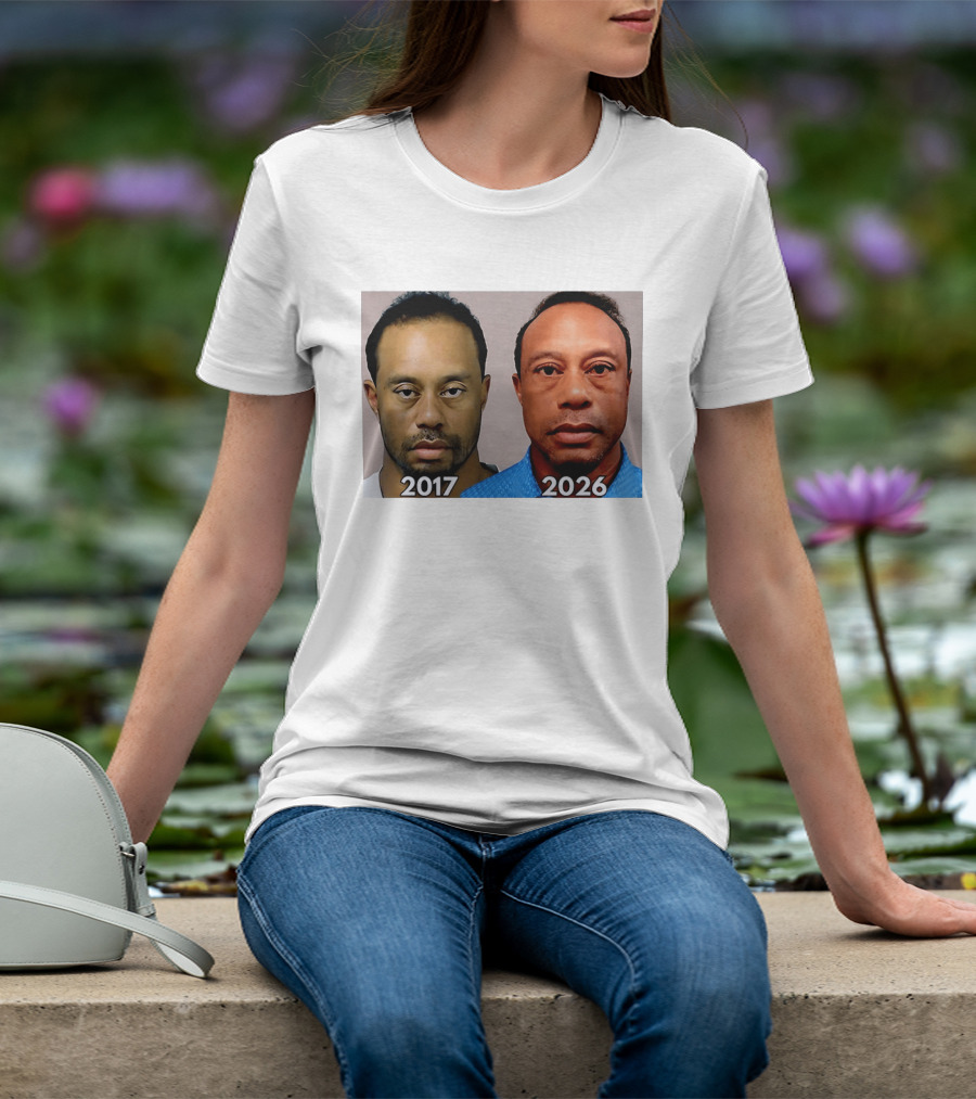 Tiger Woods Shot 2017 And 2026 Comparison T-Shirt