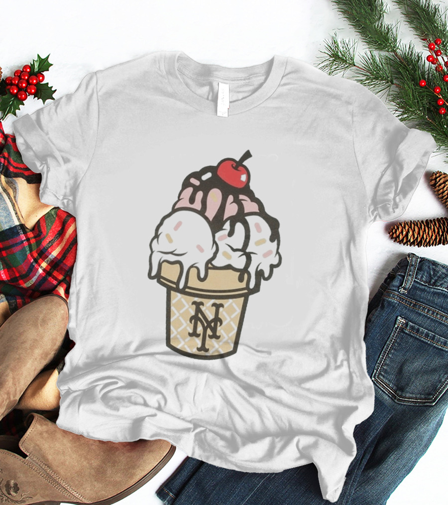 New York Mets Ice Cream Sundae Frozen Treats Cone T-Shirt