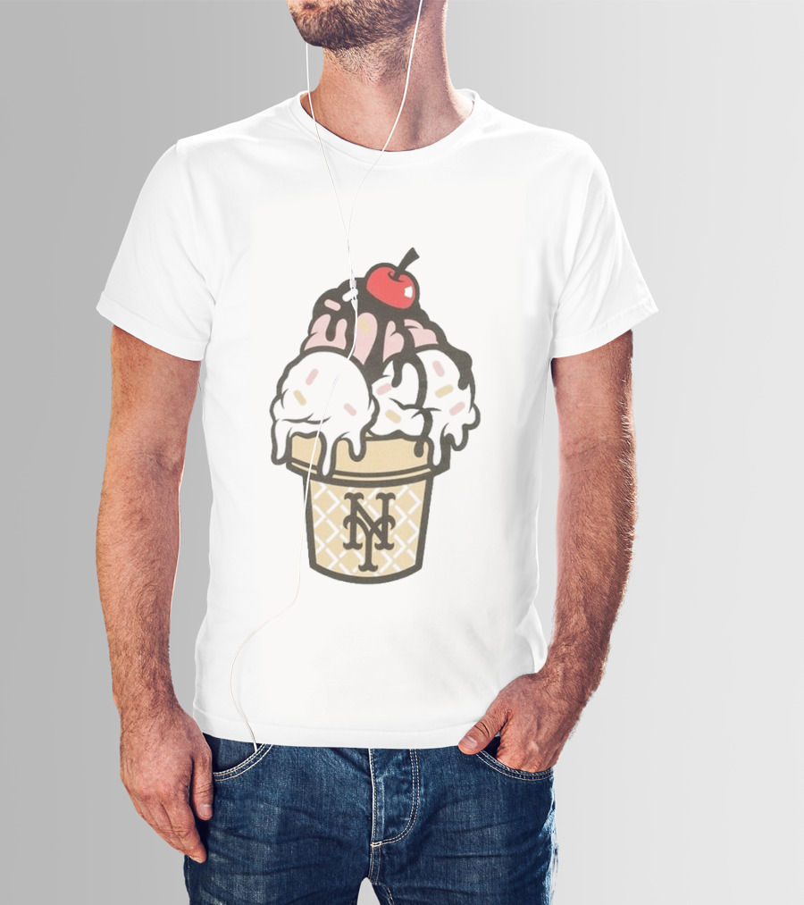 New York Mets Ice Cream Sundae Frozen Treats Cone T-Shirt