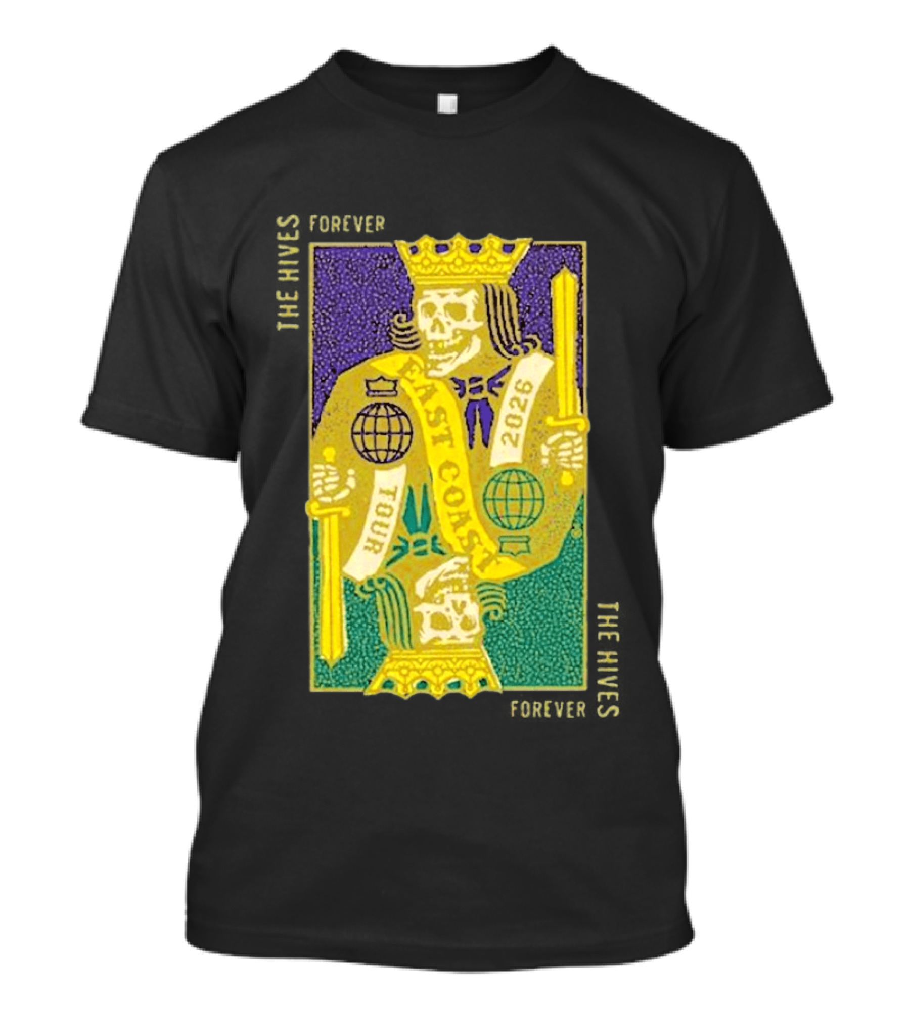The Hives East Coast Tour 2026 Playing Cards Skeleton King T-Shirt