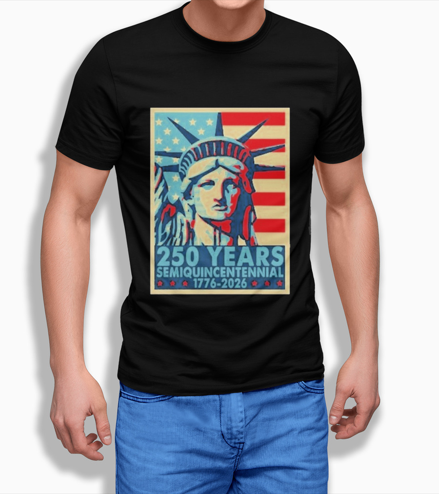 250 Years 1776 2026 Lady Liberty Semiquincentennial With American Flag T-Shirt