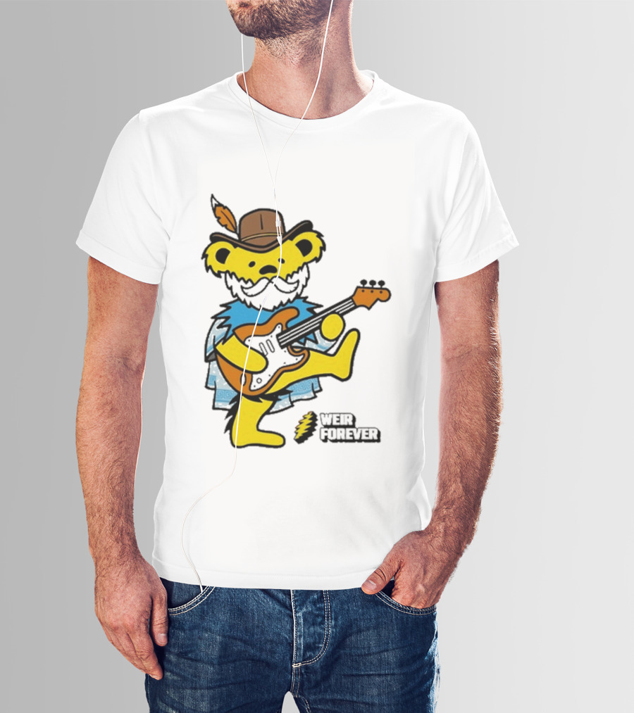 Weir Forever Blue Bear Playing Guitar T-Shirt