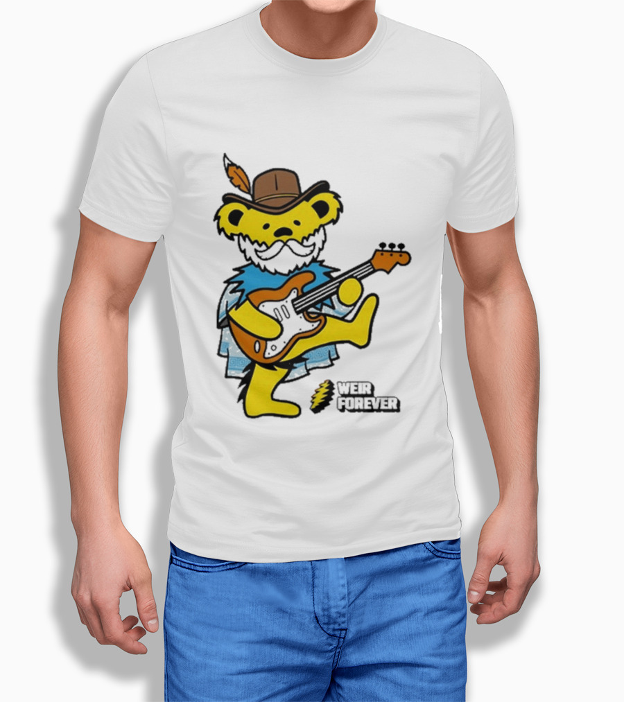Weir Forever Blue Bear Playing Guitar T-Shirt