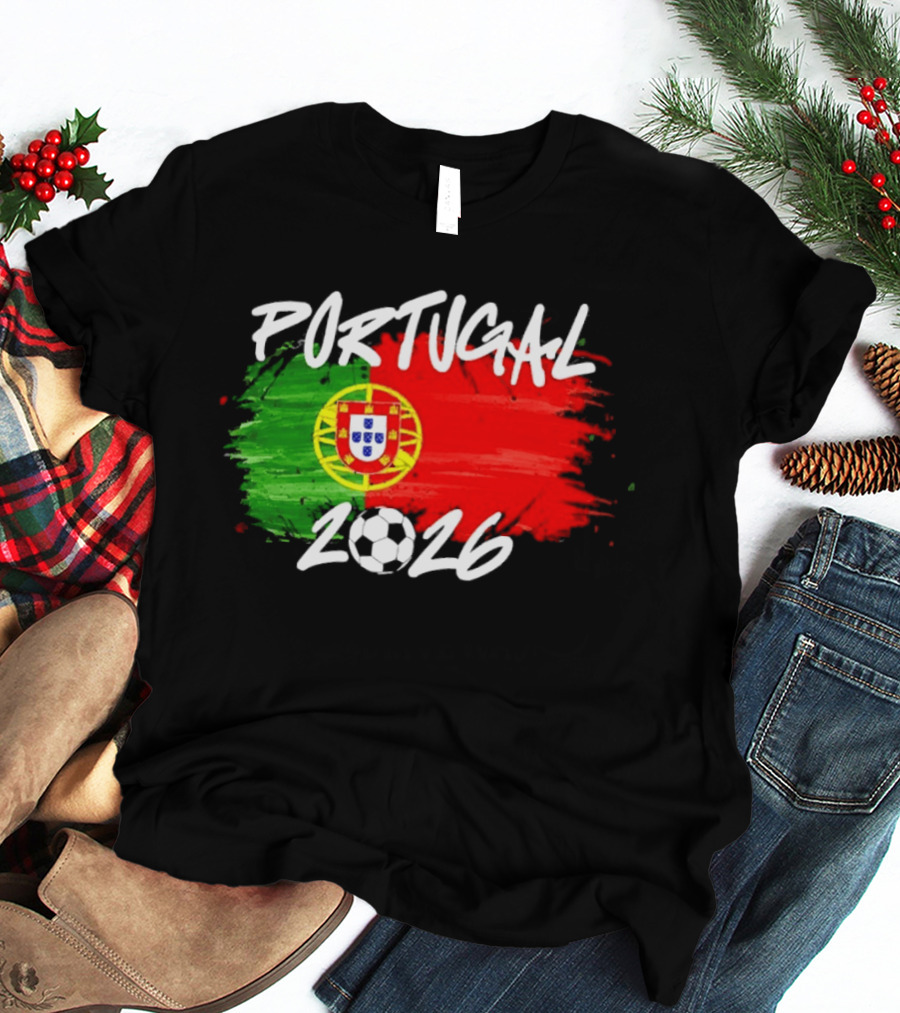 Portugal 2026 Flag With Soccer Ball Paintbrush T-Shirt