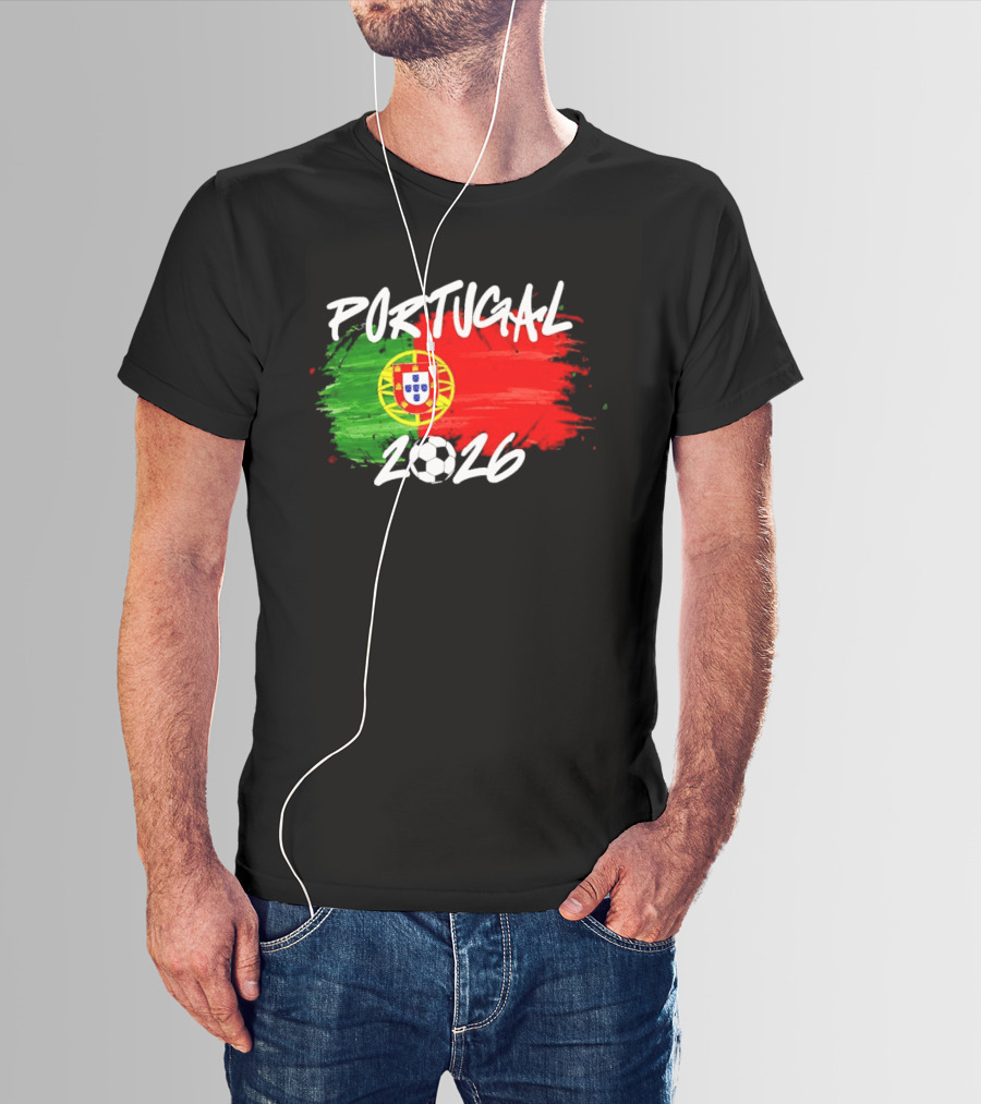Portugal 2026 Flag With Soccer Ball Paintbrush T-Shirt