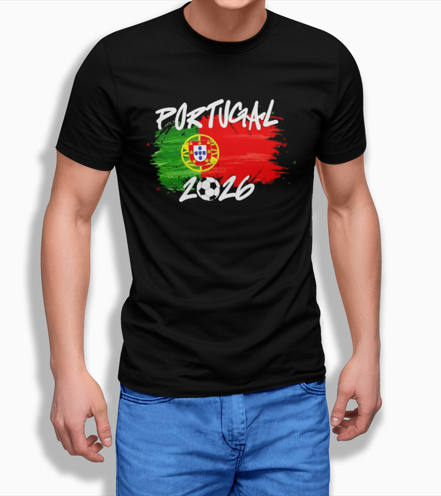 Portugal 2026 Flag With Soccer Ball Paintbrush T-Shirt