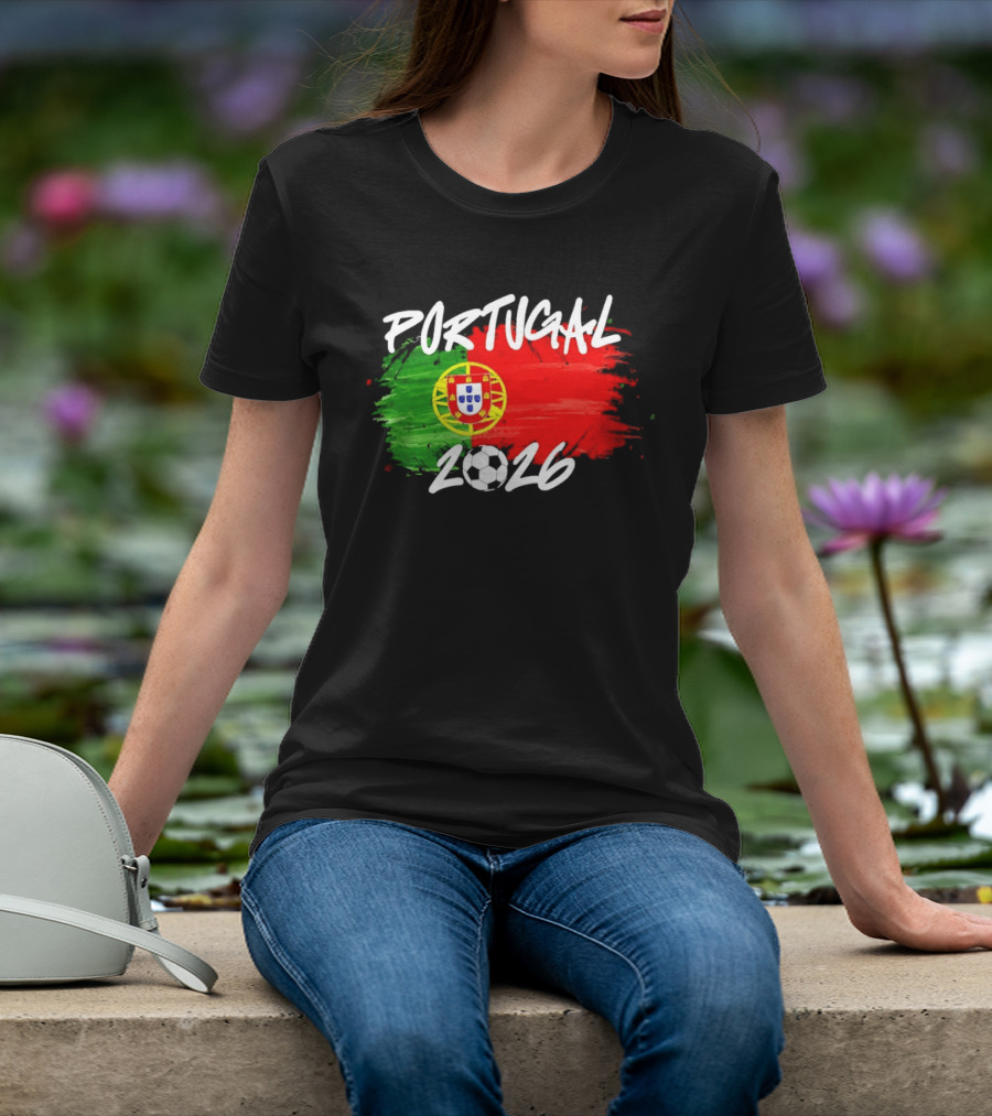 Portugal 2026 Flag With Soccer Ball Paintbrush T-Shirt