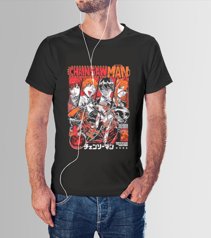Chainsaw Man Manga Characters Reze Denji Power Aki Hayakawa Manga Cover T-Shirt
