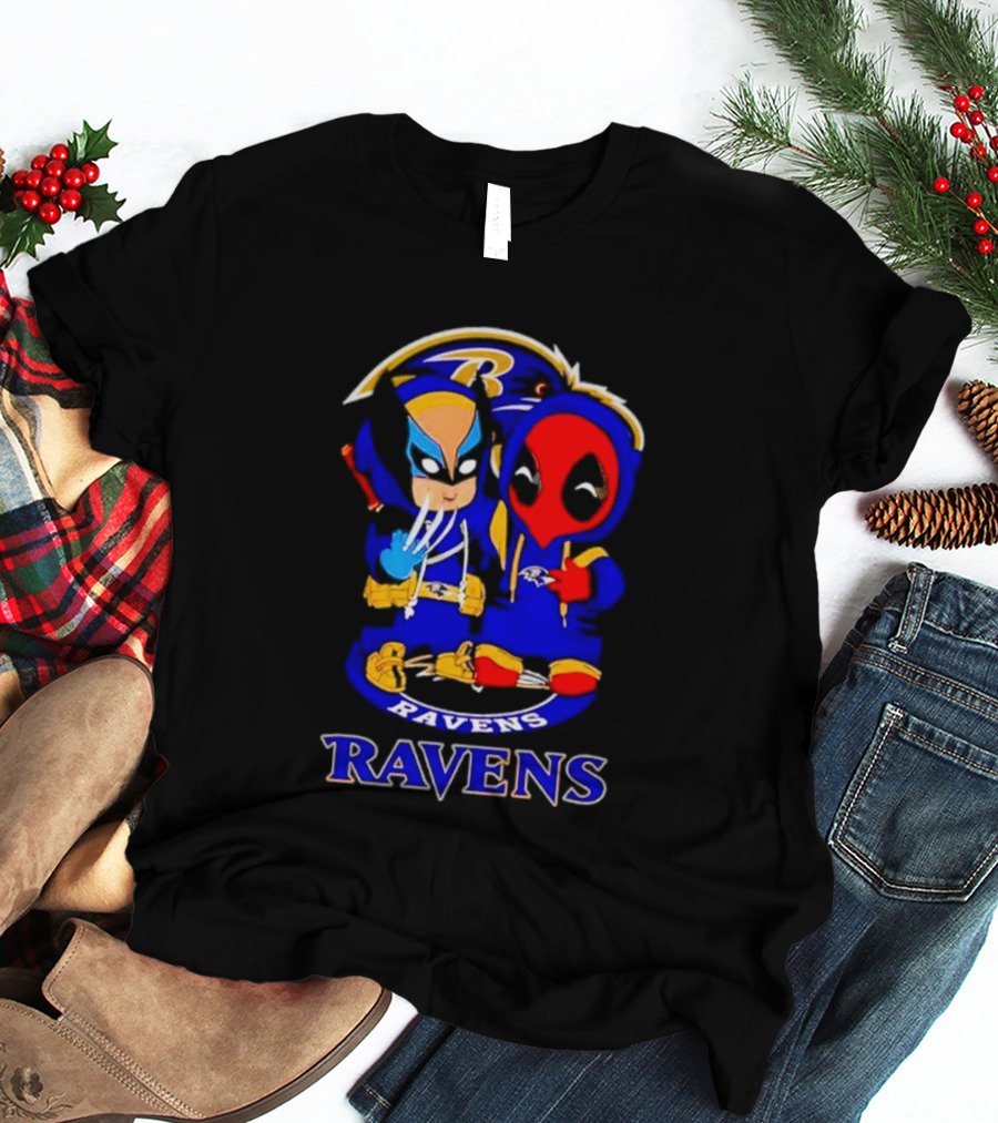 Baltimore Ravens Marvel Wolverine Deadpool True Friends Fan Gear T-Shirt