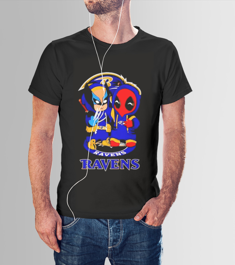 Baltimore Ravens Marvel Wolverine Deadpool True Friends Fan Gear T-Shirt