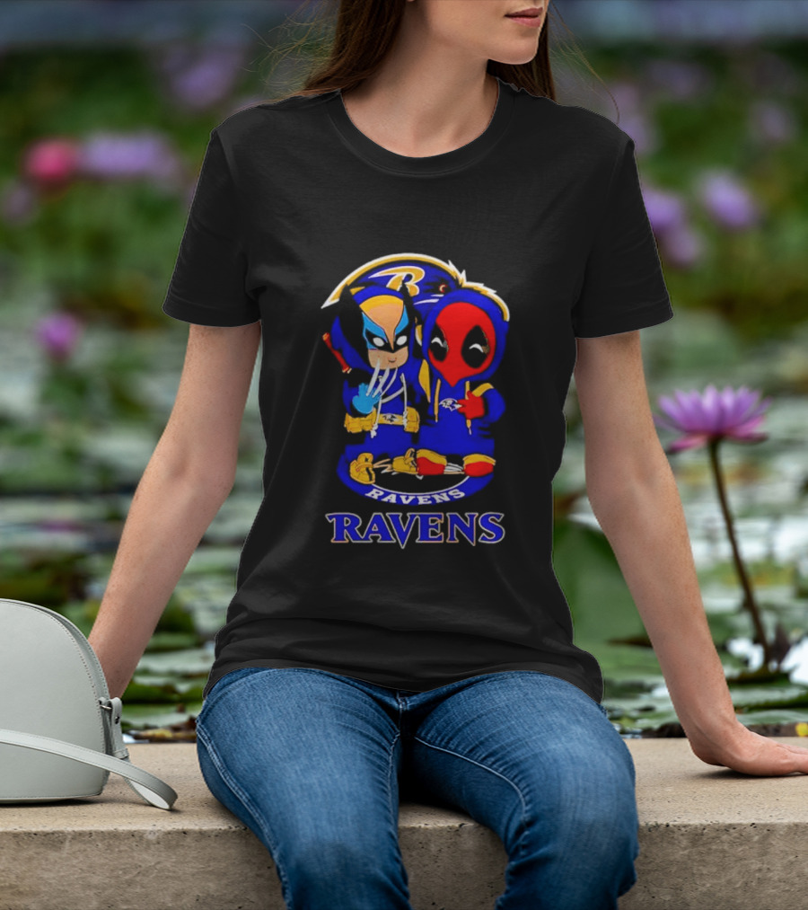 Baltimore Ravens Marvel Wolverine Deadpool True Friends Fan Gear T-Shirt