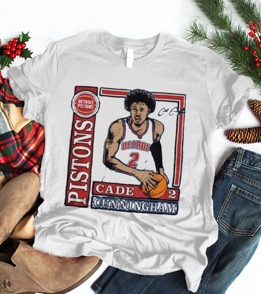 Detroit Pistons Cade Cunningham Basketball Number 2 T-Shirt