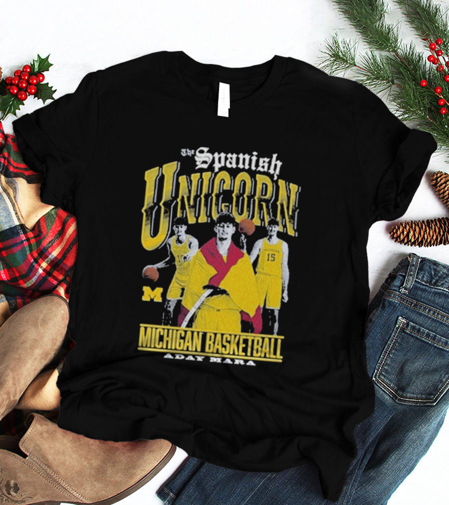 Spanish Unicorn Michigan Basketball Aday Mara Players With Basketball T-Shirt