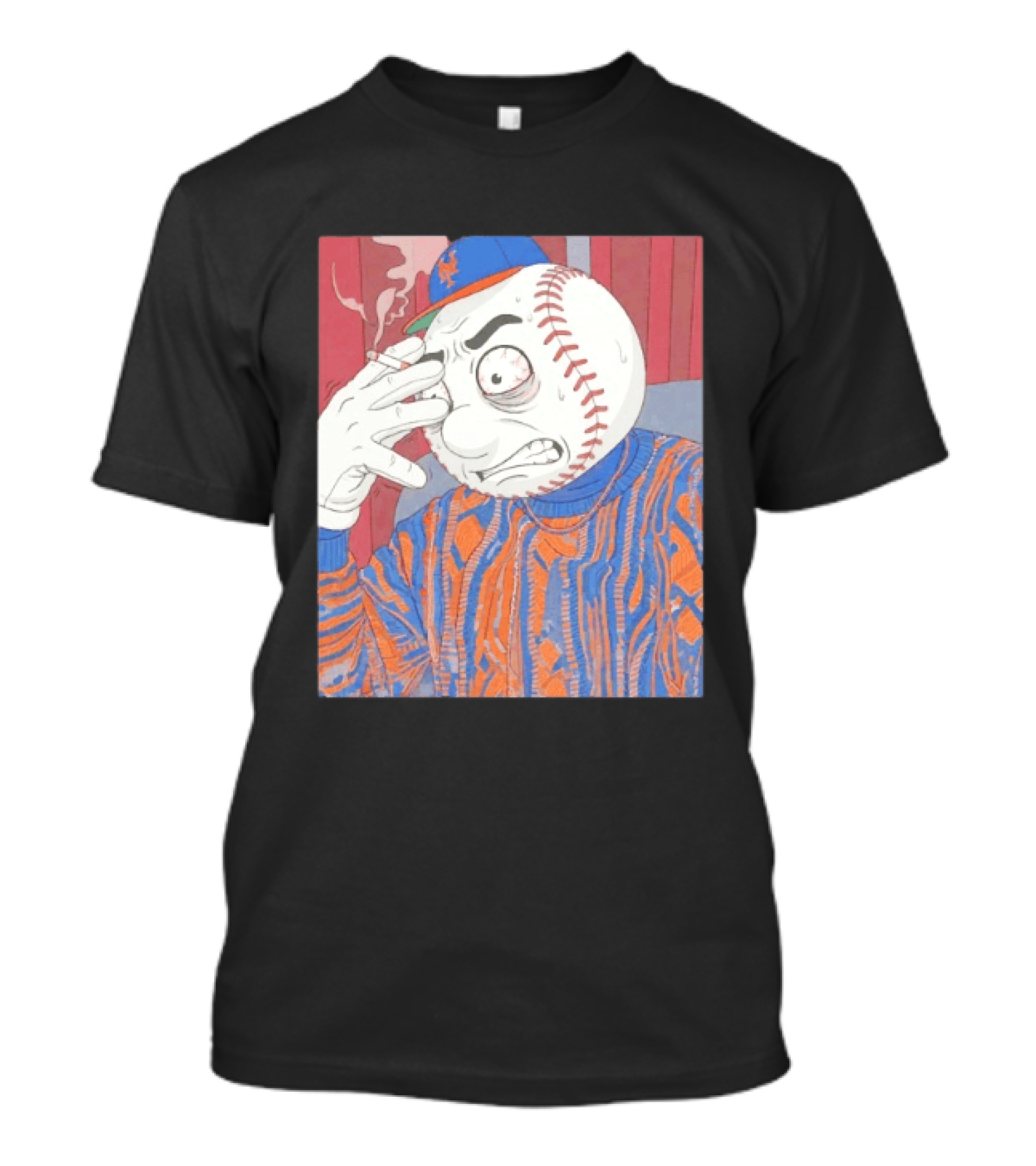 Mr. Met Stressed Smoking New York Mets Baseball Fan T-Shirt
