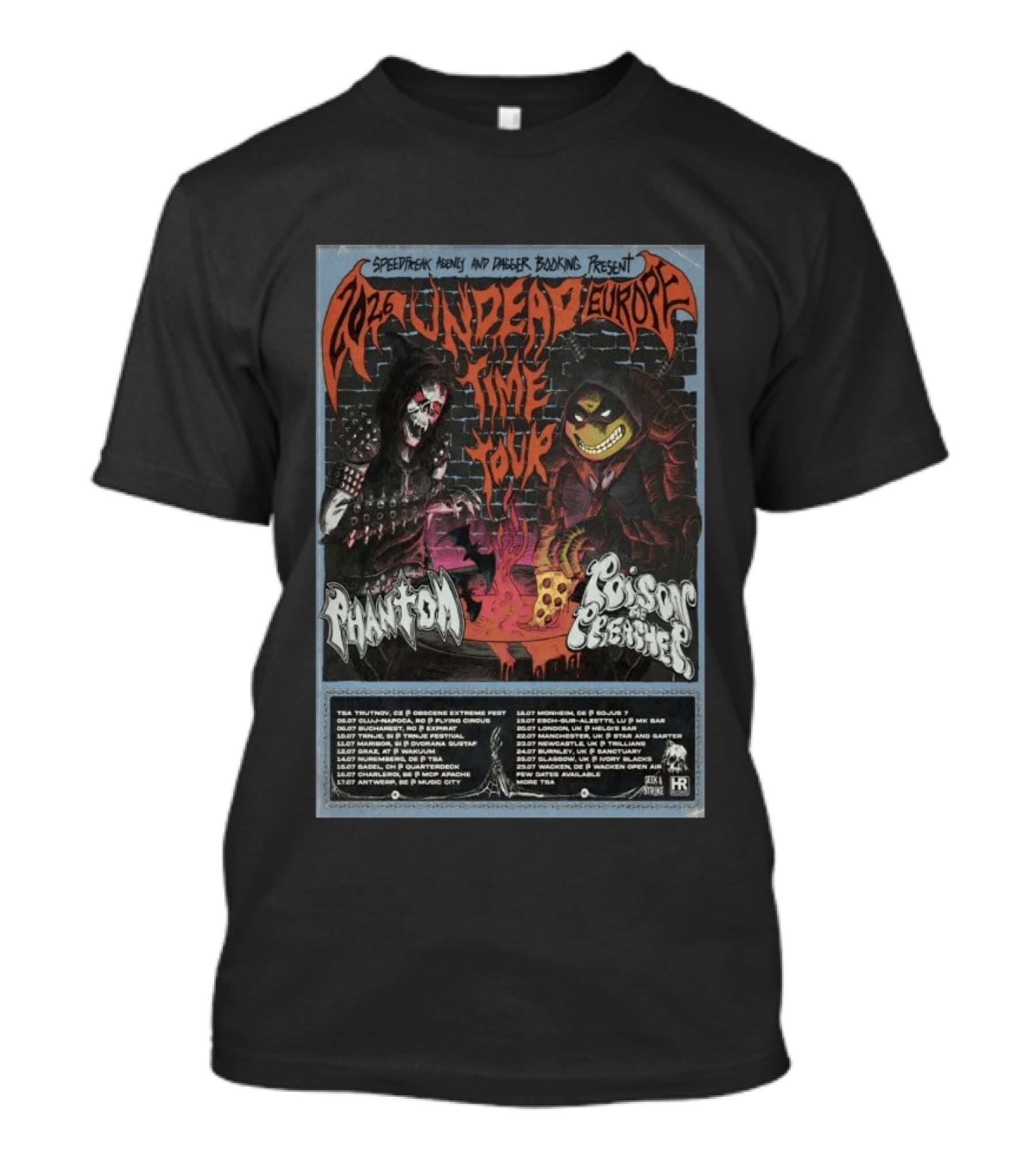 Speedfreak Agency Dagger Booking Present 2026 Undead Time Tour Europe Phantom Poison The Preacher T-Shirt