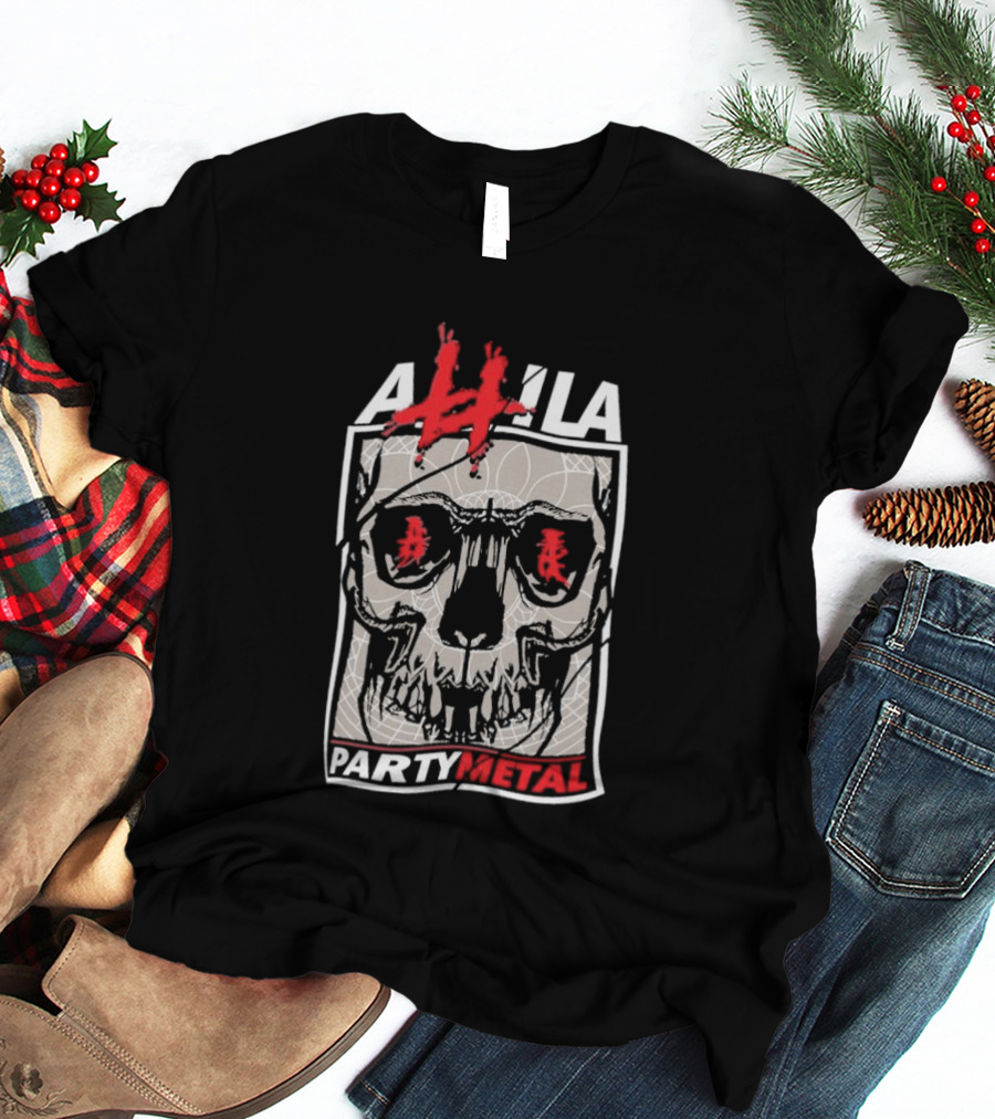 Attila Skull Party Metal Graphic With Red Accents T-Shirt
