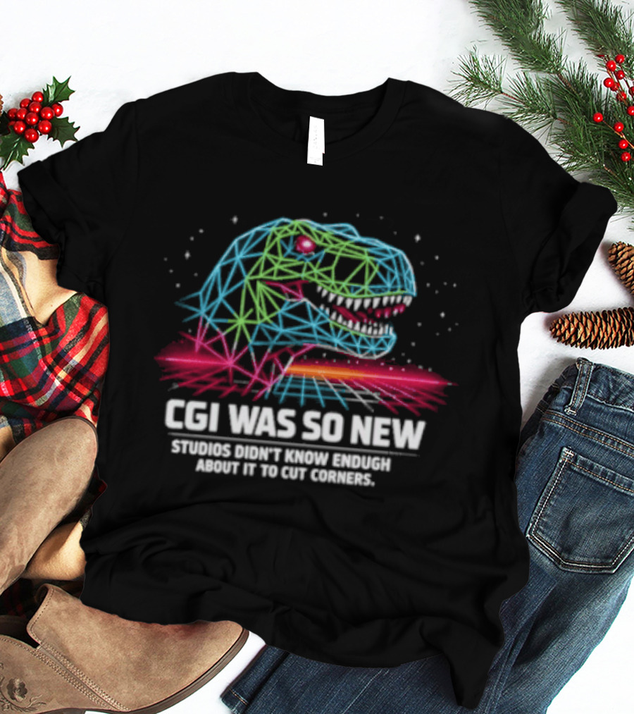CGI Was So New Studios Didn't Know Enough About It To Cut Corners Dinosaur Triangles And Lines T-Shirt