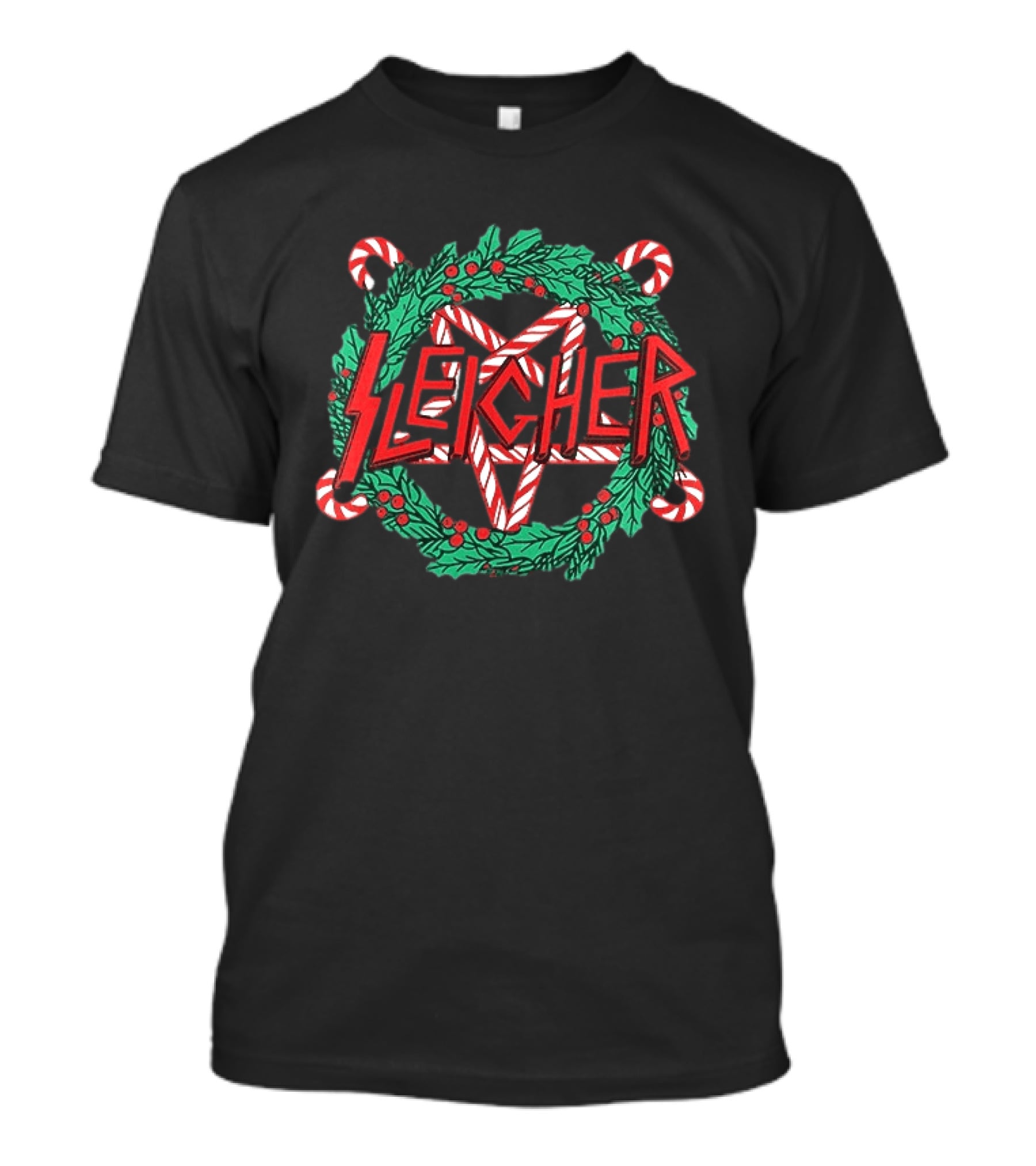 Sleigher Christmas Wreath Candy Cane XMAS T-Shirt