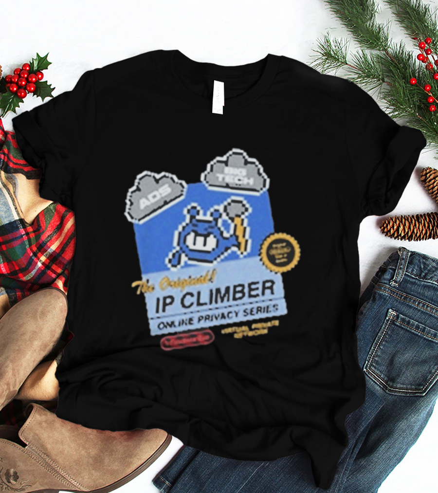 The Original IP Climber Online Privacy Series Retro Tech AOS Pixel Gaming T-Shirt