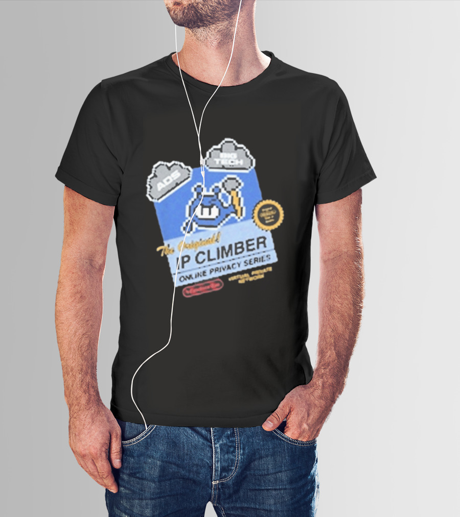 The Original IP Climber Online Privacy Series Retro Tech AOS Pixel Gaming T-Shirt