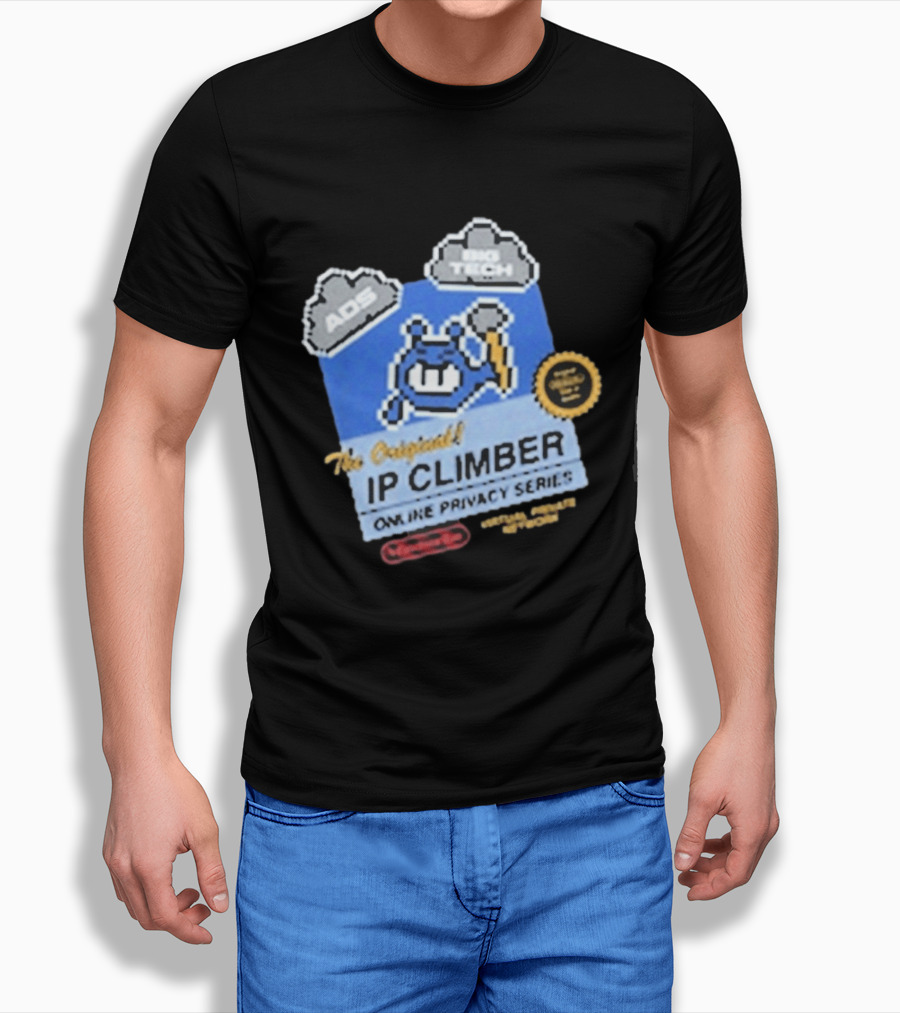 The Original IP Climber Online Privacy Series Retro Tech AOS Pixel Gaming T-Shirt