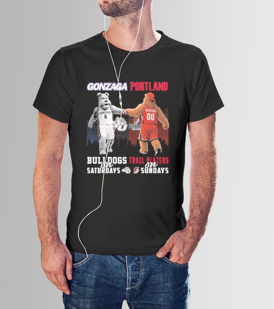 Gonzaga Bulldogs Saturdays Portland Blazers Sundays Sports Fans Mascots T-Shirt