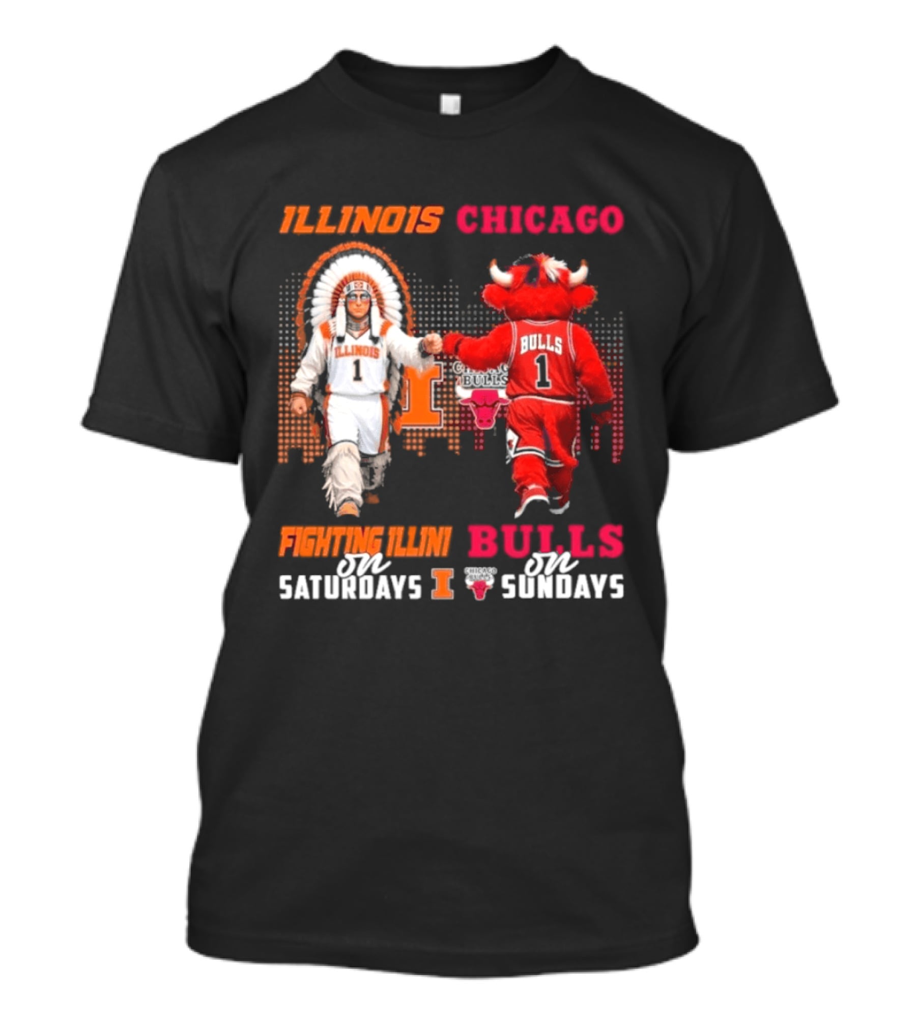 Illinois Fighting Illini On Saturdays Chicago Bulls On Sundays T-Shirt