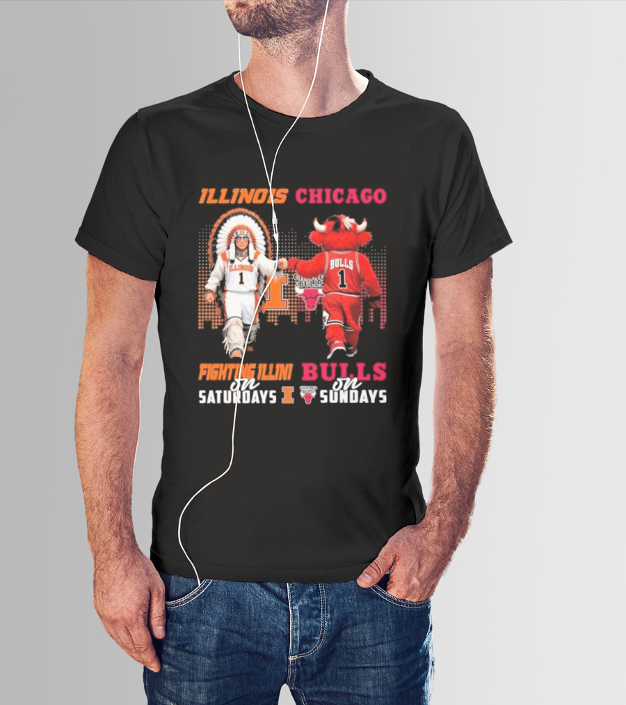 Illinois Fighting Illini On Saturdays Chicago Bulls On Sundays T-Shirt