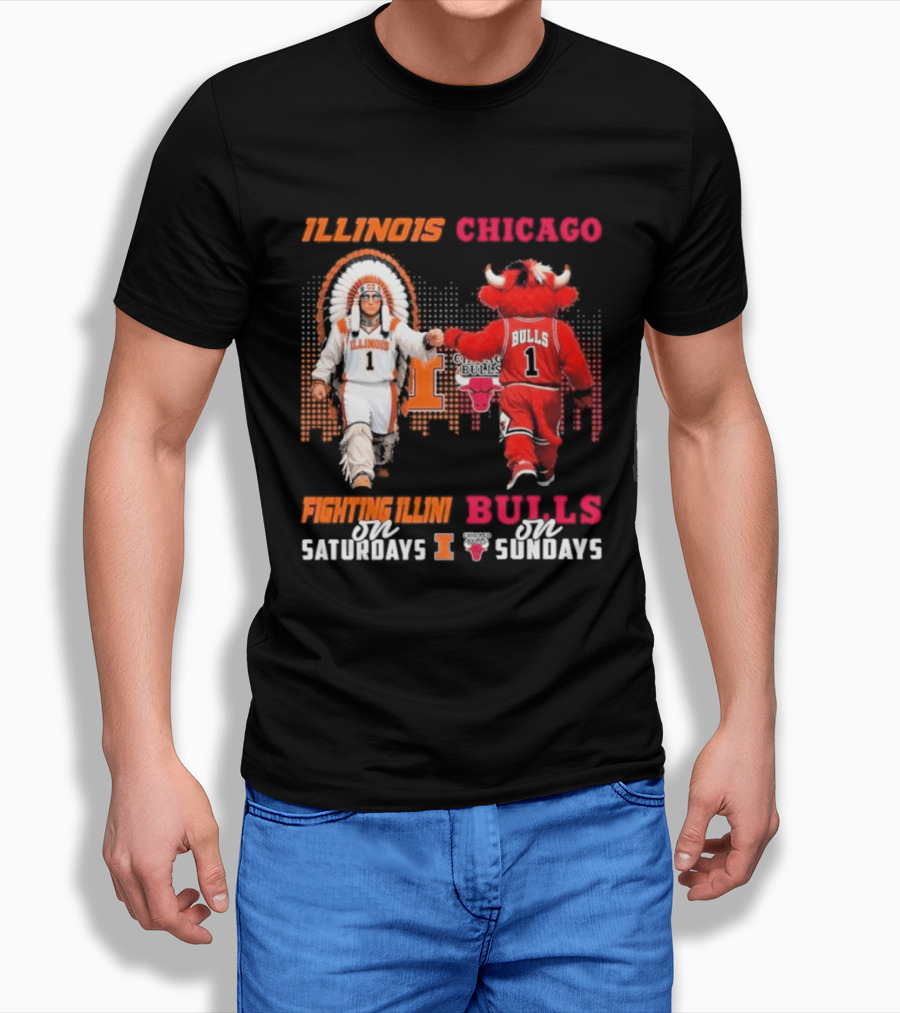 Illinois Fighting Illini On Saturdays Chicago Bulls On Sundays T-Shirt