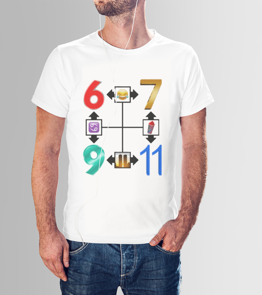 67 69 9 11 Emoji Directional Symbols With Laughing Face Crying Tears T-Shirt