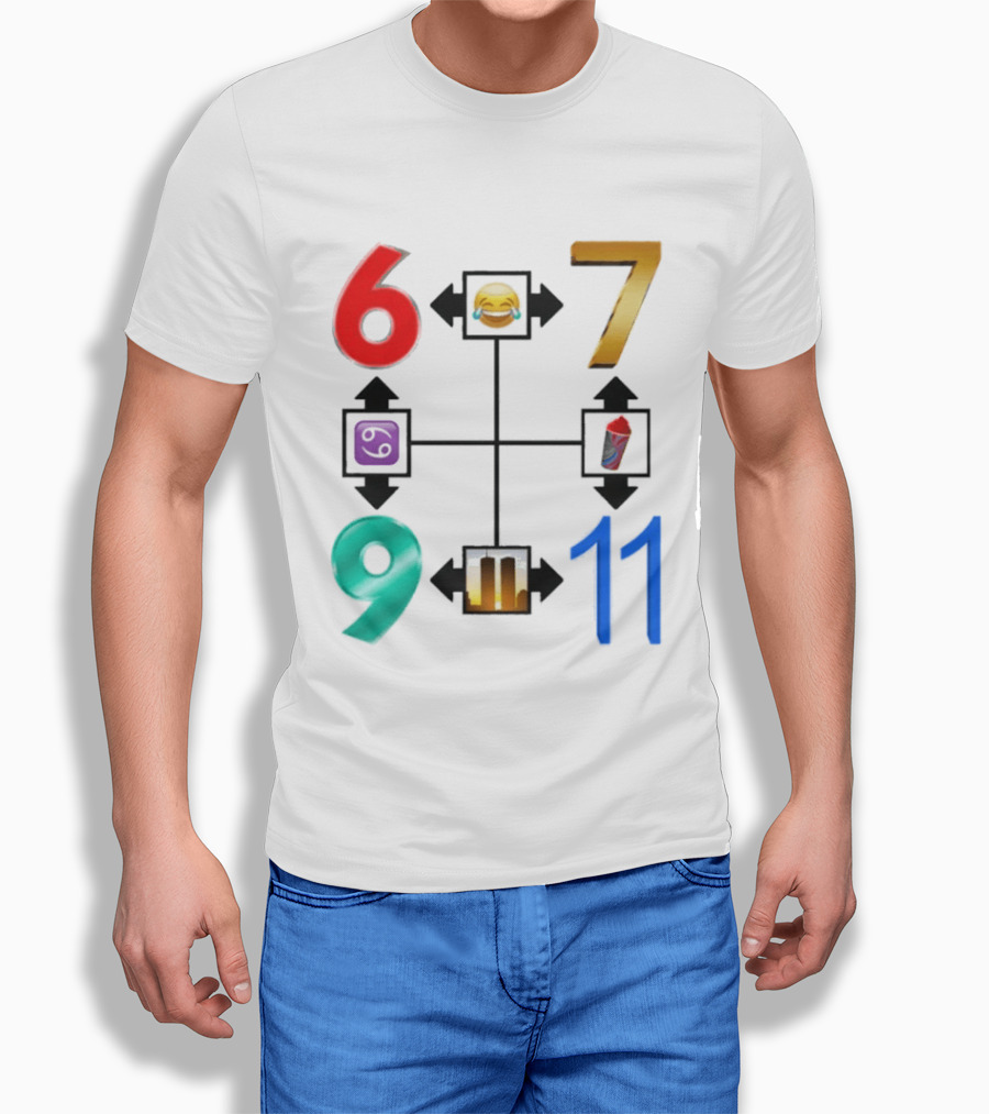 67 69 9 11 Emoji Directional Symbols With Laughing Face Crying Tears T-Shirt