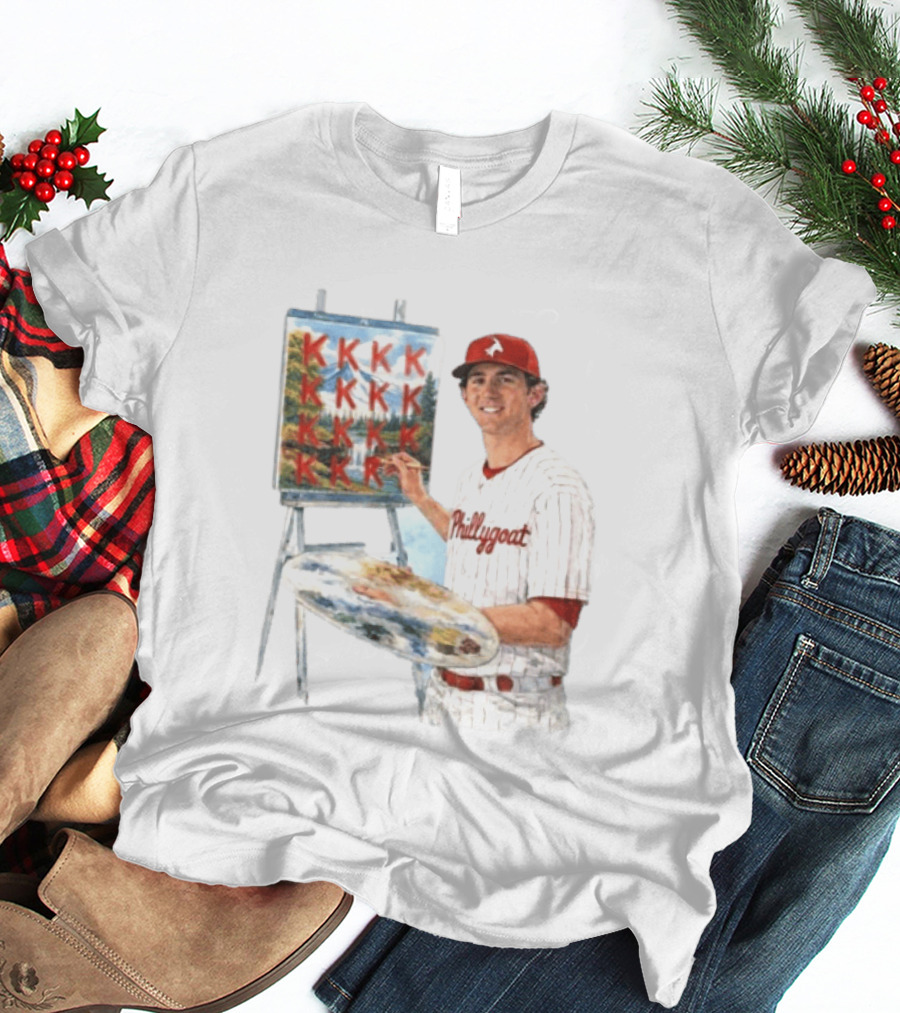 Andrew Painter Phillies Pitcher Painting Happy Little K's Phillygoat Baseball T-Shirt