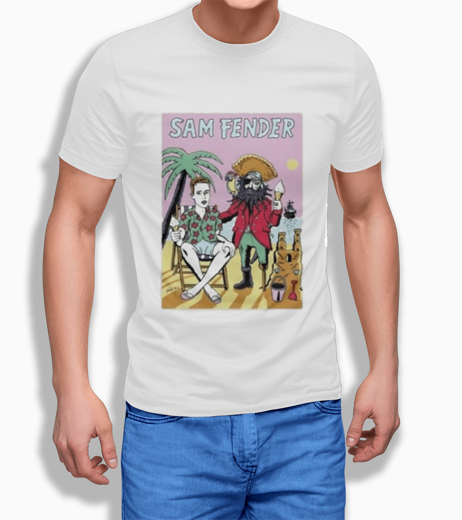 Sam Fender Tropical Pirate Ice Cream Adventure Scene T-Shirt