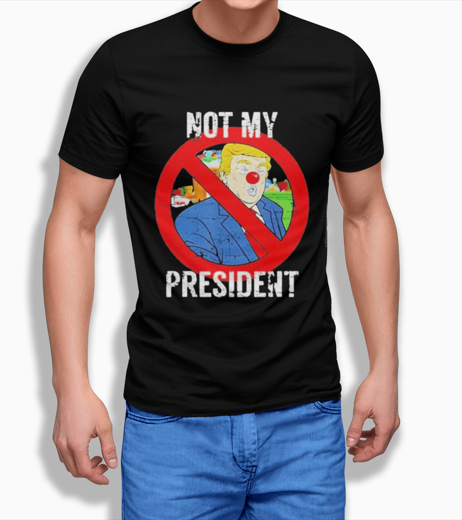 Not My President Trump Clown Red Circle T-Shirt