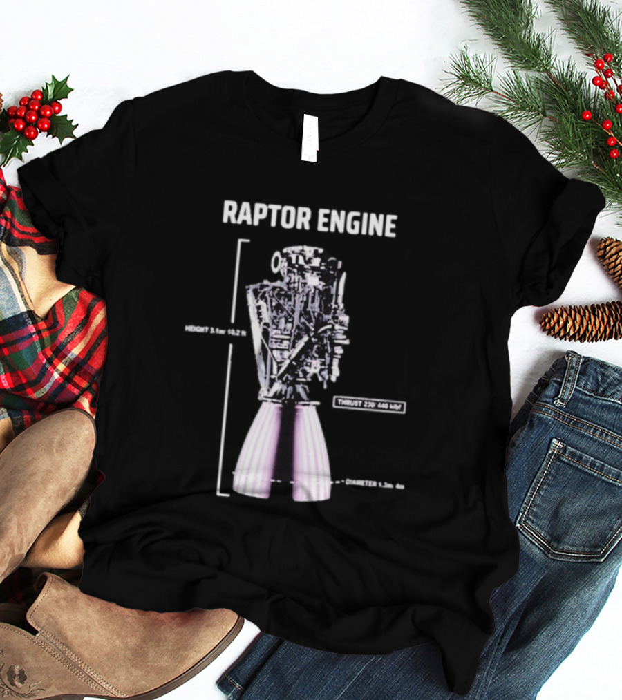 Raptor Engine Thrust 230 440 Klb Elon Musk T-Shirt