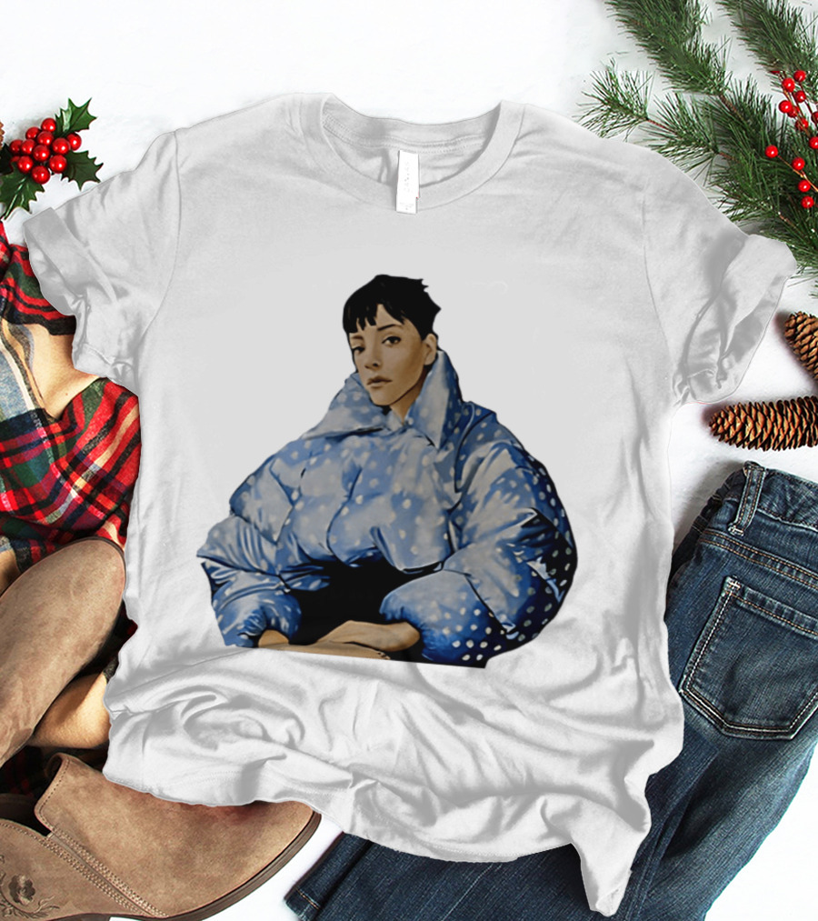 Lily Allen West End Girl Blue Polka Dot Puffer Jacket Style Fashion T-Shirt